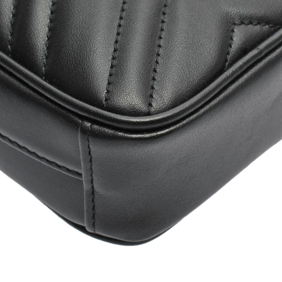 Gucci GG Marmont Mini Shoulder Bag Black Gold Hardware Leather - Picture 6 of 10